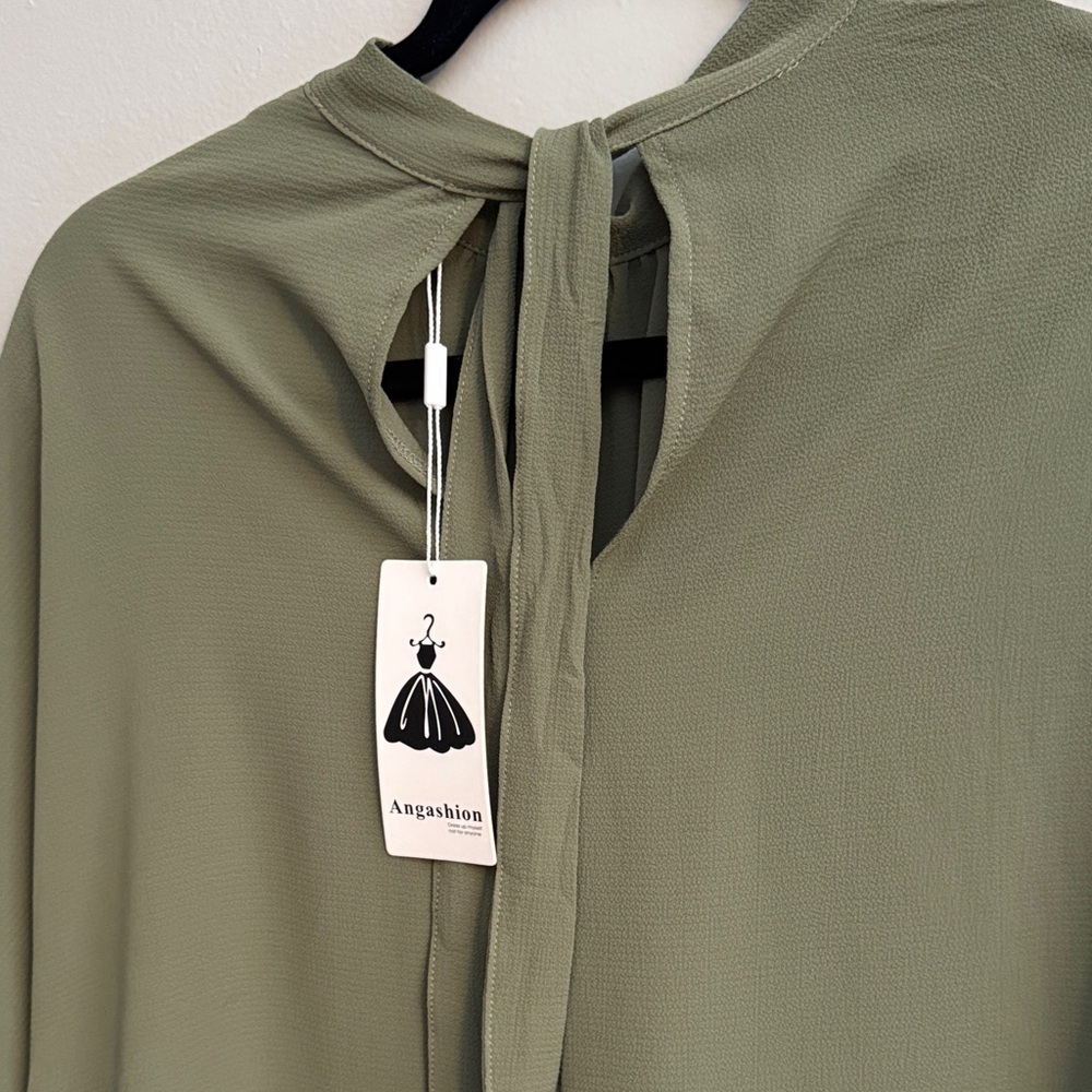 Olive Green Women's Top - Picture 2 of 5